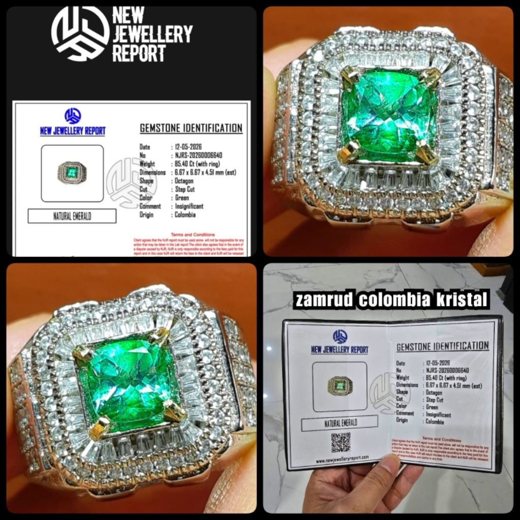 original batu Jamrud Colombia kristal + memo lab