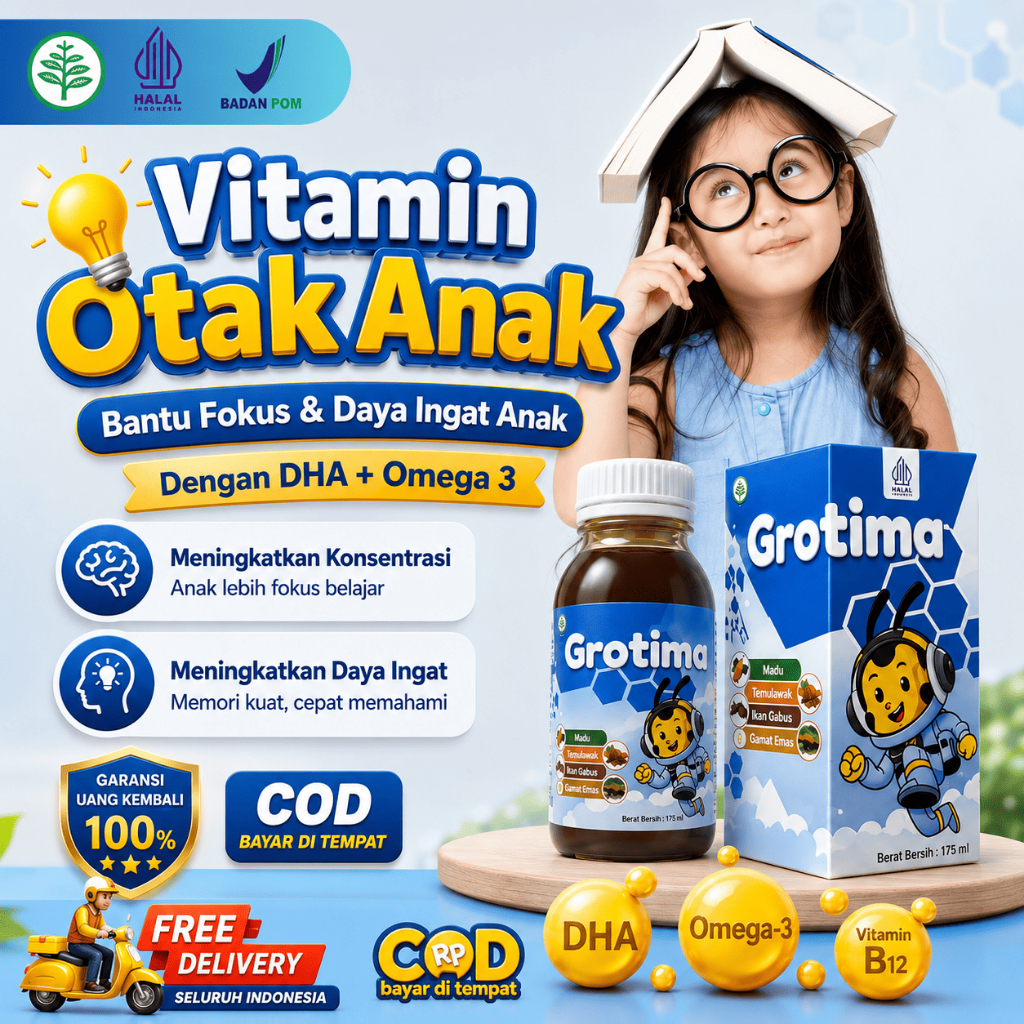 Vitamin Anak DHA / Vitamin Otak Anak Pintar / Suplemen Kecerdasan Otak Anak / Grotima original Untuk
