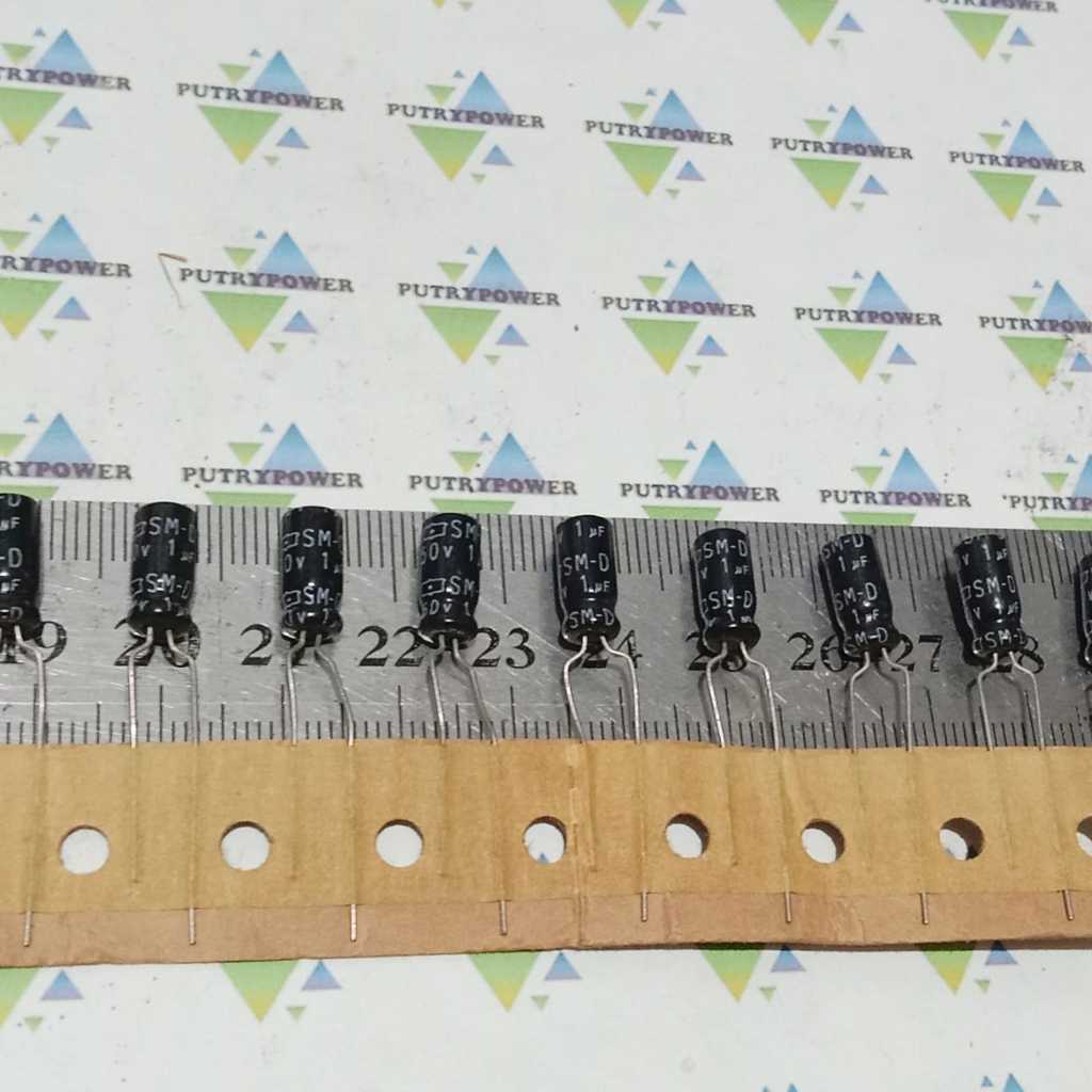 BP SM--D  1uf 50V  d5X12mm BIPOLAR HITAM elko kapasitor elco capacitor PERSAMAAN DARI NP NONPOLAR