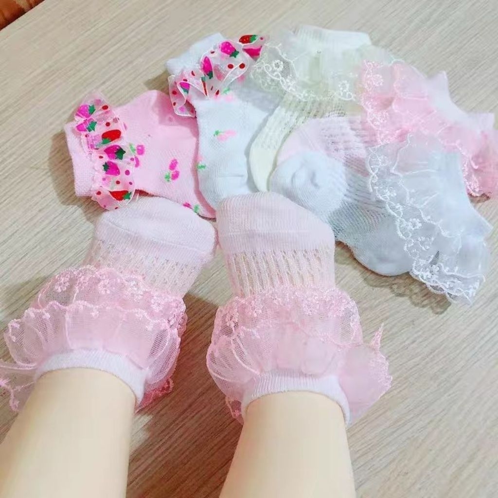 6 Pasang Kaos Kaki Bayi Renda Perempuan 0-12 Bulan, Nyaman Dipakai