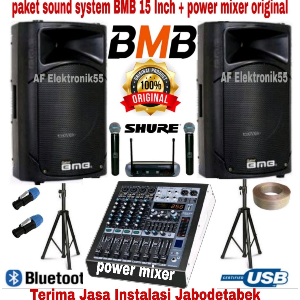 Paket Sound System BMB Speaker Pasif 15 Inch + Power Mixer Original