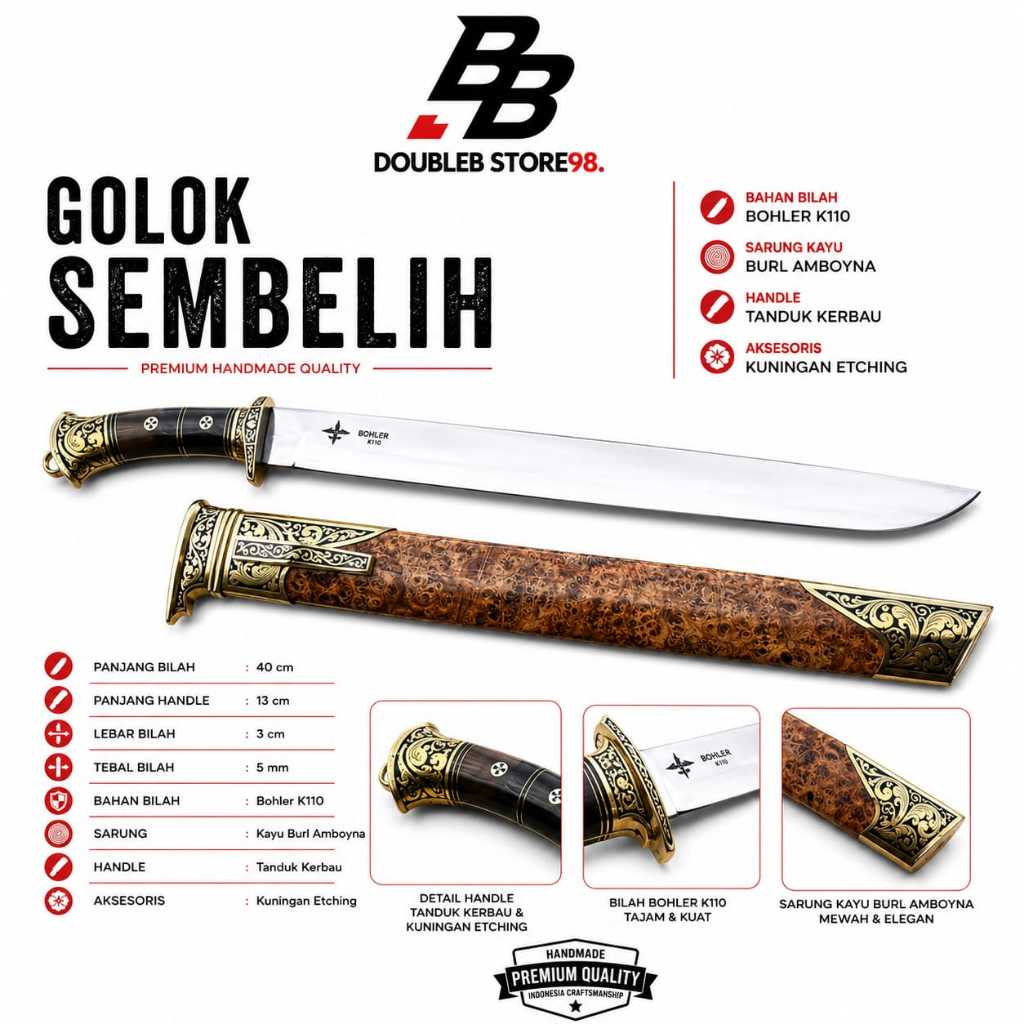 GOLOK SEMBELIH PREMIUM BOHLER K110 TNDUK KERBAU