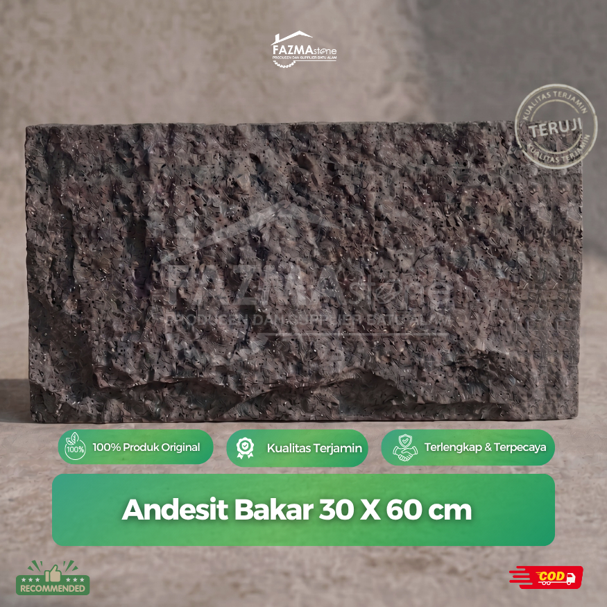 Batu Alam Andesit Bakar 30x60 | Dekorasi Rumah | Fasad Rumah