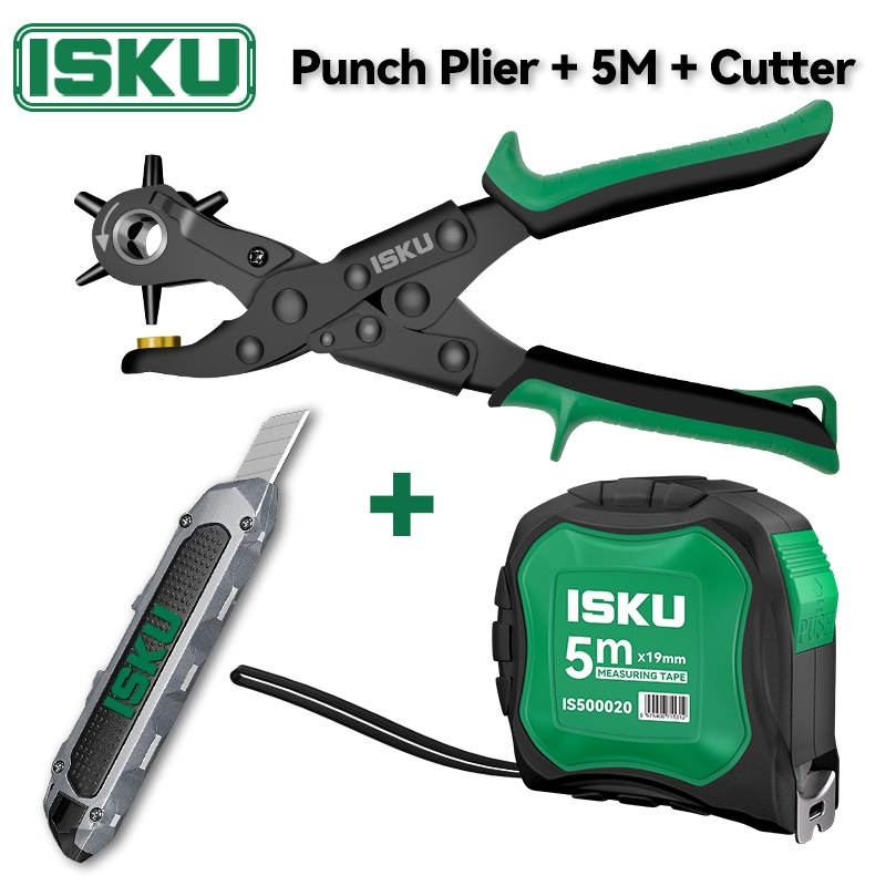 ISKU Punch Plier Tang Pembolong Sabuk+Obeng Set 32in1 Obeng hp+Baja Pita Pengukur Baja