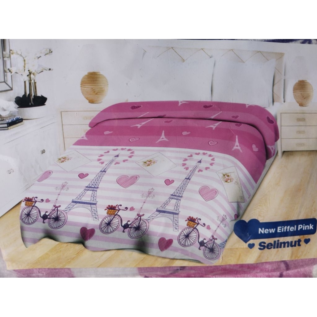 Selimut bonita paulina  Eiffel pink 160x200 selimut Bonita motif eiffel selimut bonita paris selimut
