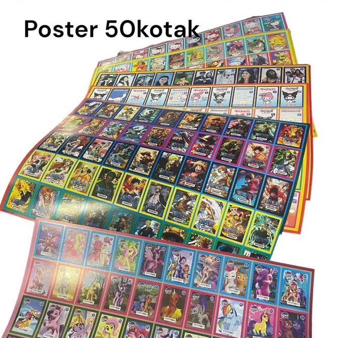 gambar poster 1 lembar isi 50 / umbul umbulan / kartu adu / mainan murah