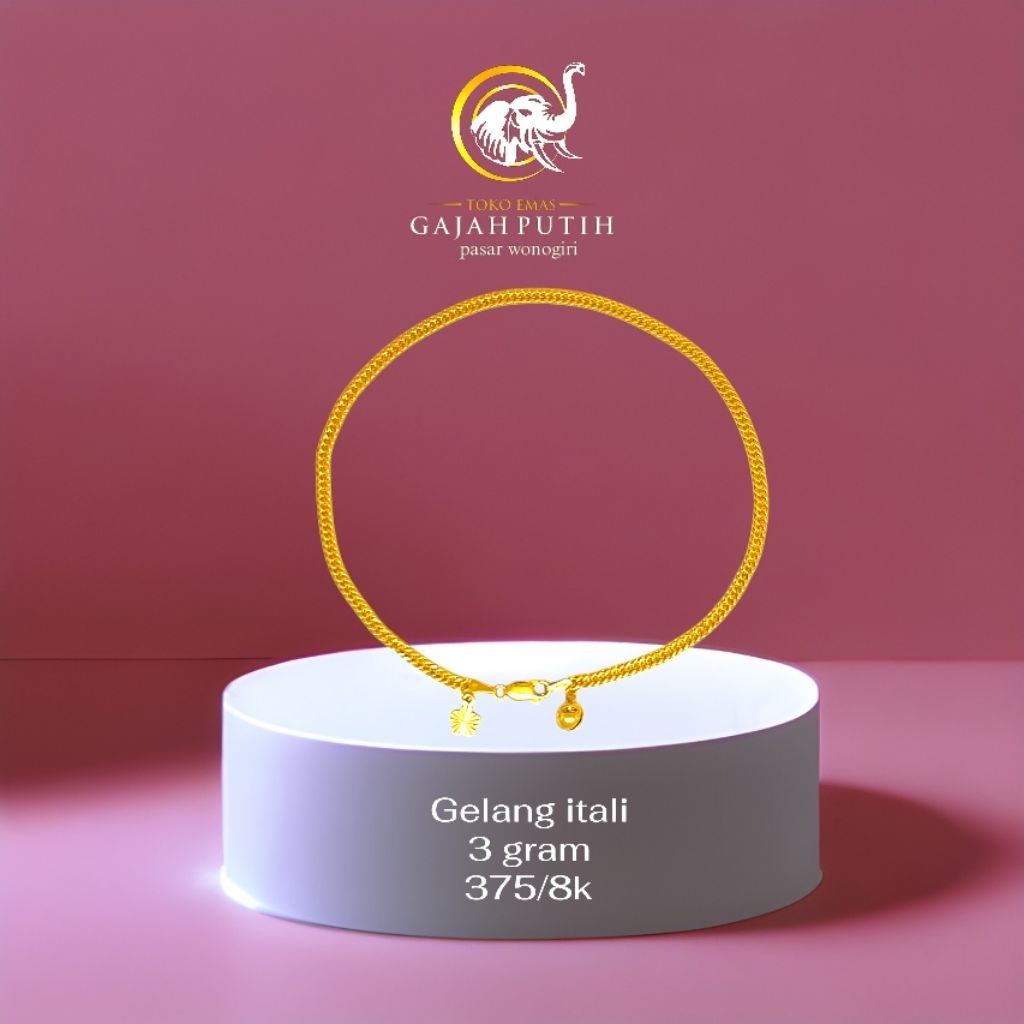 Gelang emas kaki model itali 3 gram 8k
