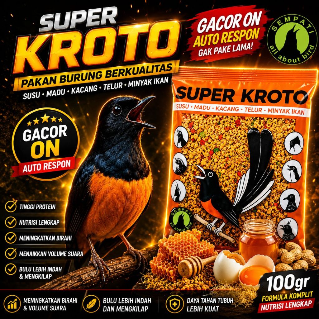 SEMPATI Super Kroto Pakan Burung Murai Batu Kacer Voer Kasar 100gr Anti Stress Pur Pakan Makanan Bur
