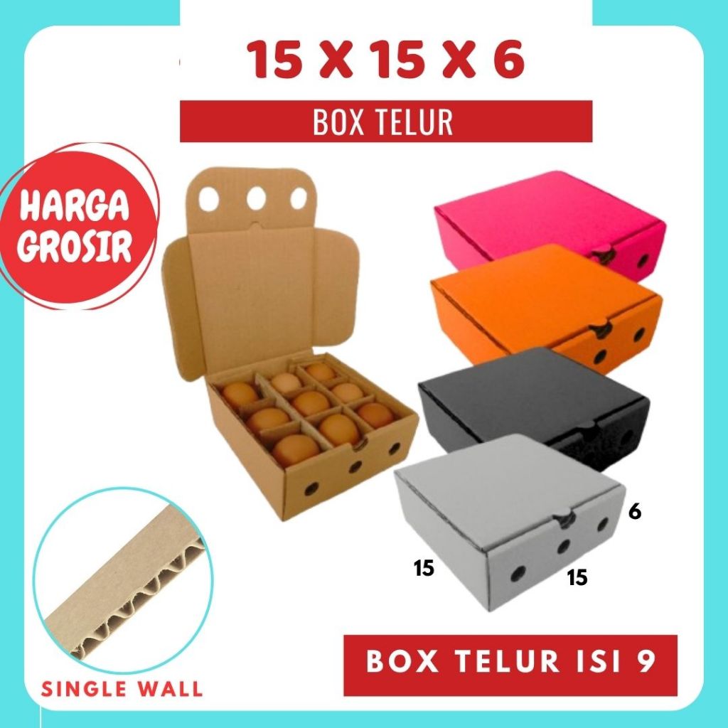 Kardus 15x15x6 LD Box 15x15x6 LD Dus Telur Isi 9 15x15x6 LD Kotak Packing Tray Endog Asin Diva Box