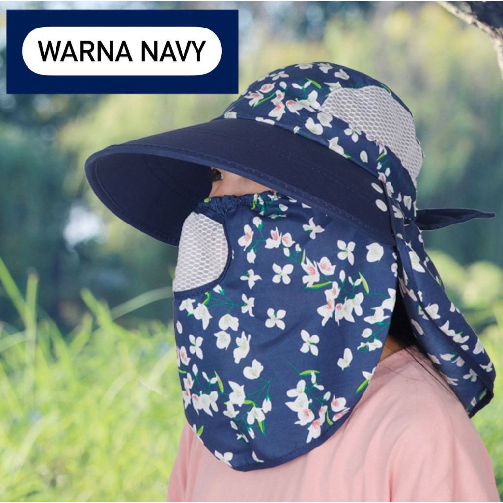 TOPI PANTAI WANITA VISOR LIPAT LEBAR / TOPI PANTAI CADAR PENUTUP WAJAH / TOPI SAWAH ANTI UV
