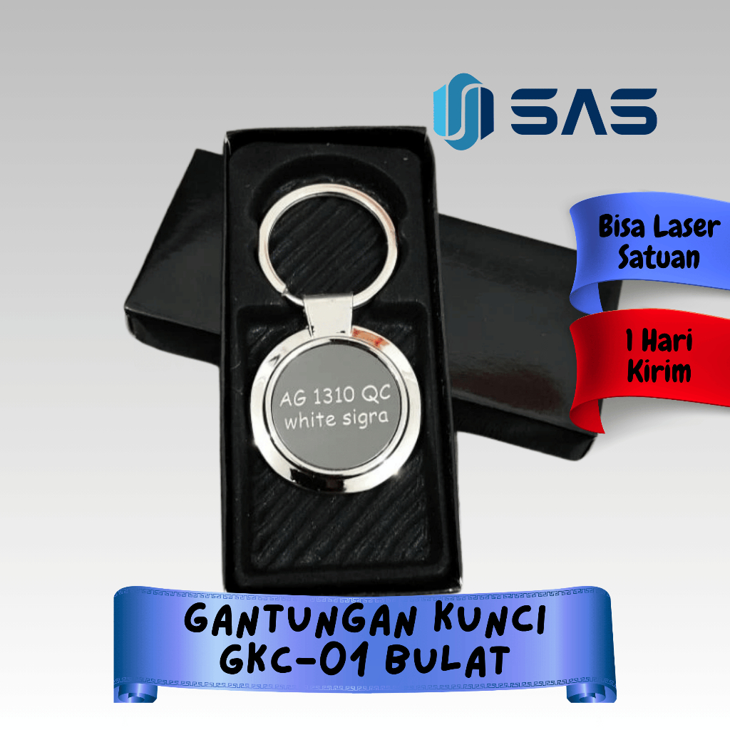 Gantungan Kunci GKC-01 Bulat | Keychain Rumah, Mobil, Motor Metal Chrome Bisa Custom Nama/Logo