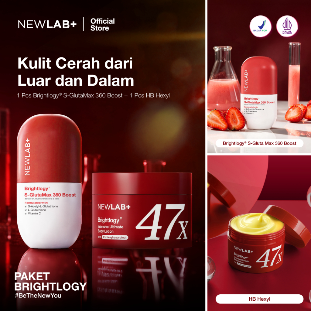 NEWLAB Paket 1 Jar Brightlogy Intensive Power Brightening Lotion 1% Hexyl Tebus Murah S-GlutaMax 360