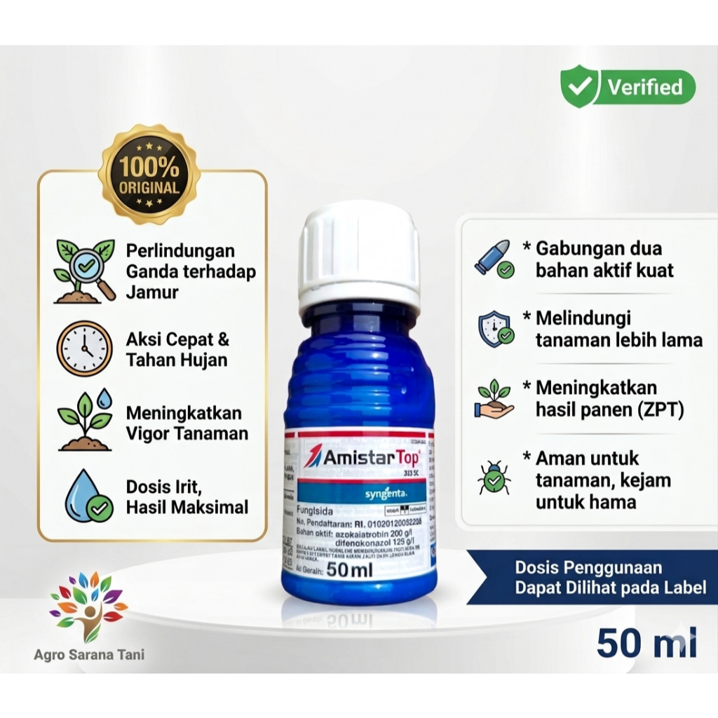 Fungisida ZPT AMISTARTOP 325 SC 100ml Syngenta Original - Obat Jamur Bercak Daun Patek Antraknosa Pa
