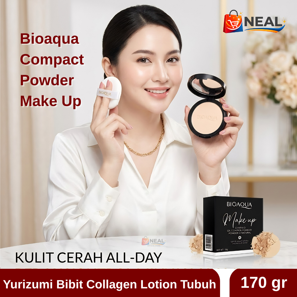 Bioaqua Pressed Powder Bedak Padat Glowing Makeup Oil Control Anti Air Tahan Lama