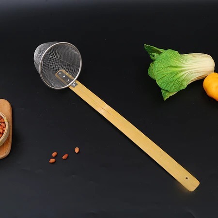 Saringan Mie Ayam / Saringan Stainless / Saringan Gagang Bambu Panjang / Tirisan Mie
