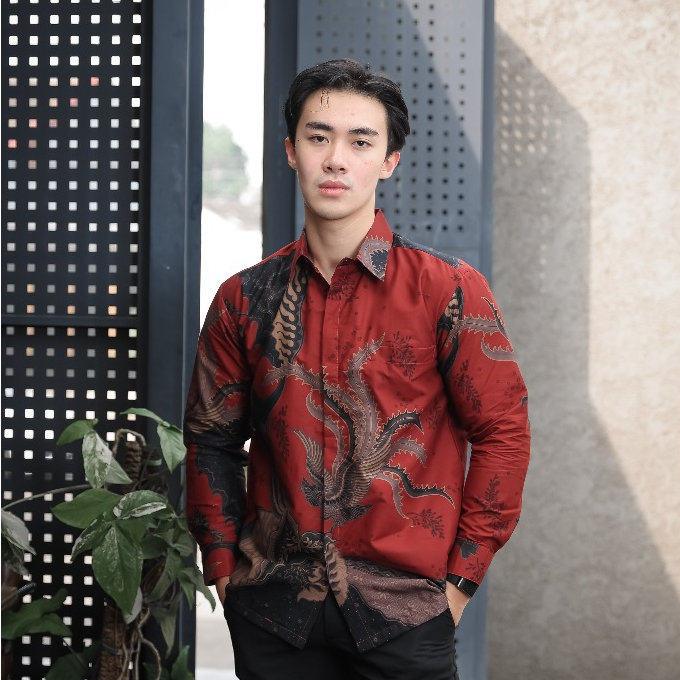 Hardi Batik - ADIKARA MAROON | Kemeja Batik Pria Lengan Panjang