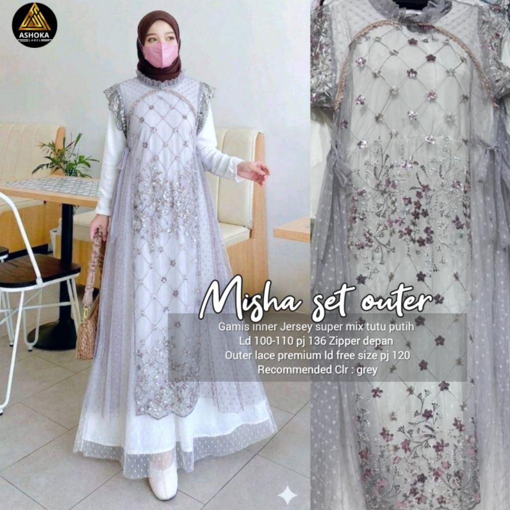 Gamis + outer wanita MISHA SET OUTER ASHOKA
