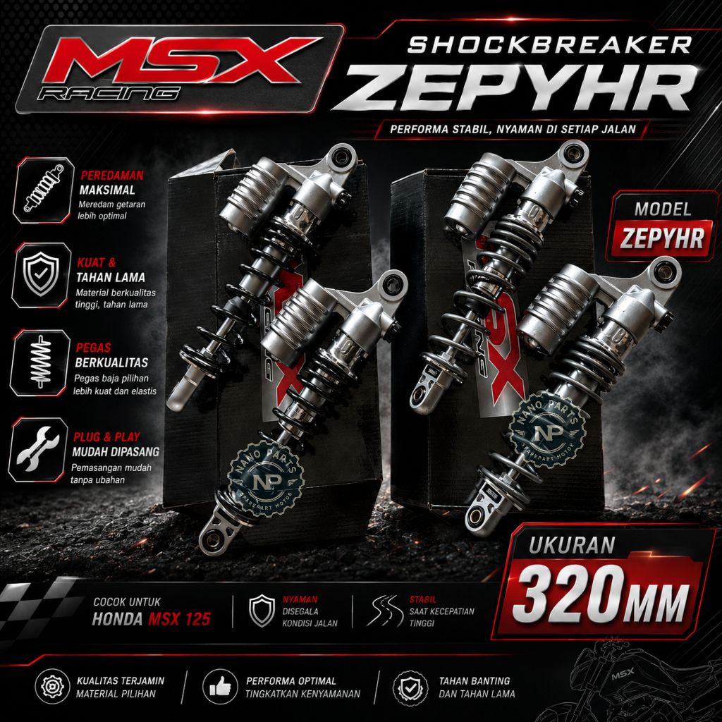 Shock Shockbreaker Bebek Tabung Atas Bawah 099 Model Zephyr Ukuran 320MM RXKING VEGA F1ZR MSX PNP