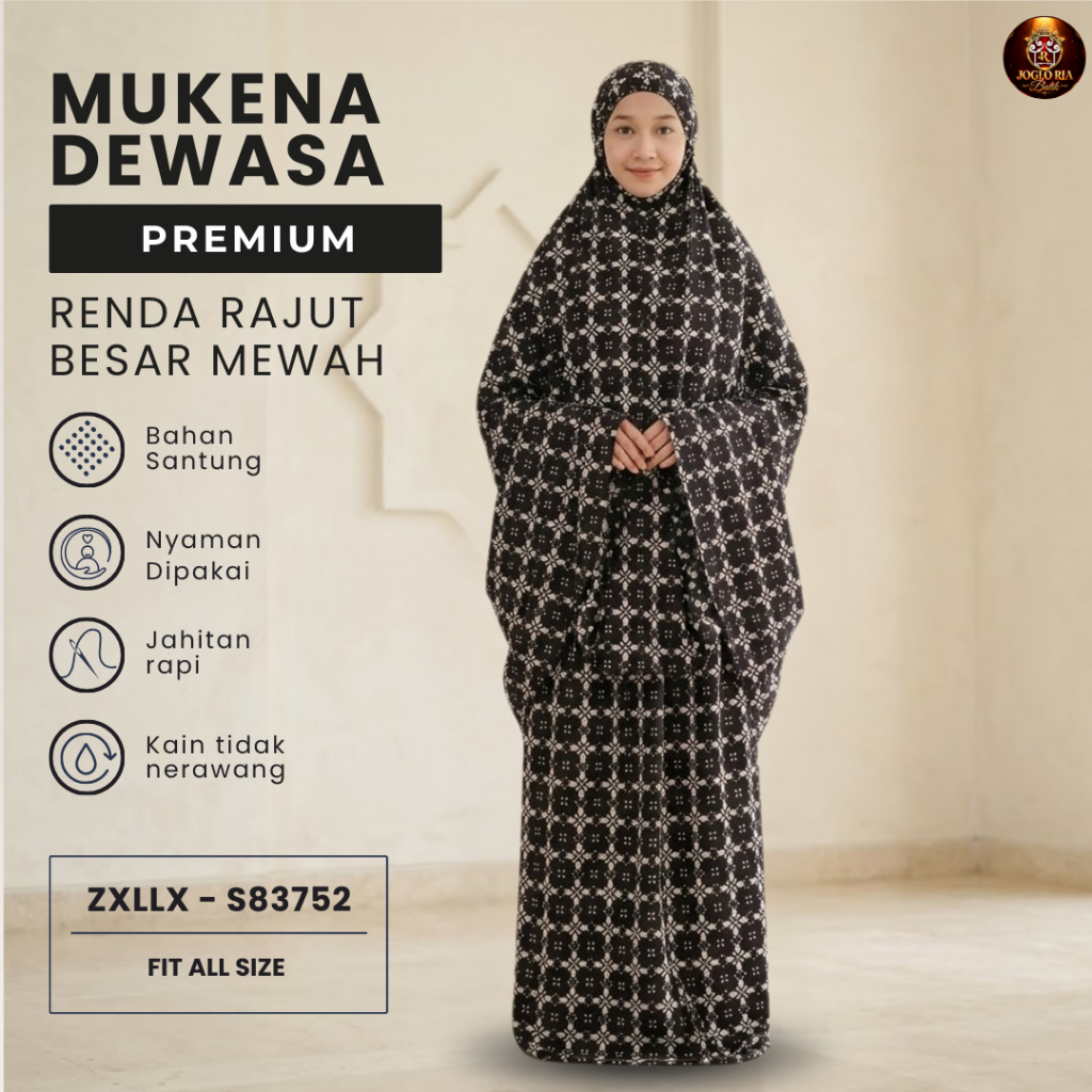 Mukena Dewasa Santung Premium Tebal Adem Rukuh Batik Solo Klasik Mewah | Ria Batik Solo