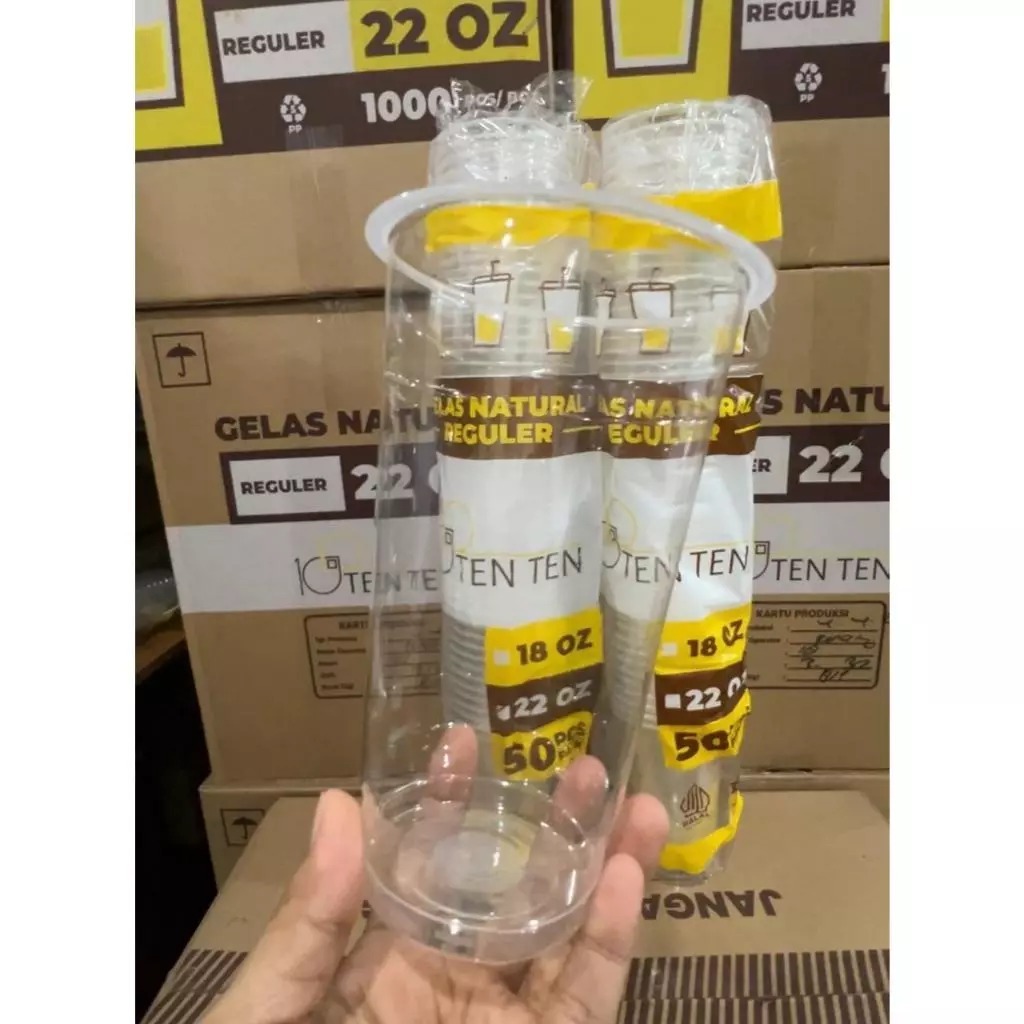 (KHUSUS INSTAN) Gelas plastik es teh jumbo CUP murah meriah gelas plastik datar bening ekonomis (per