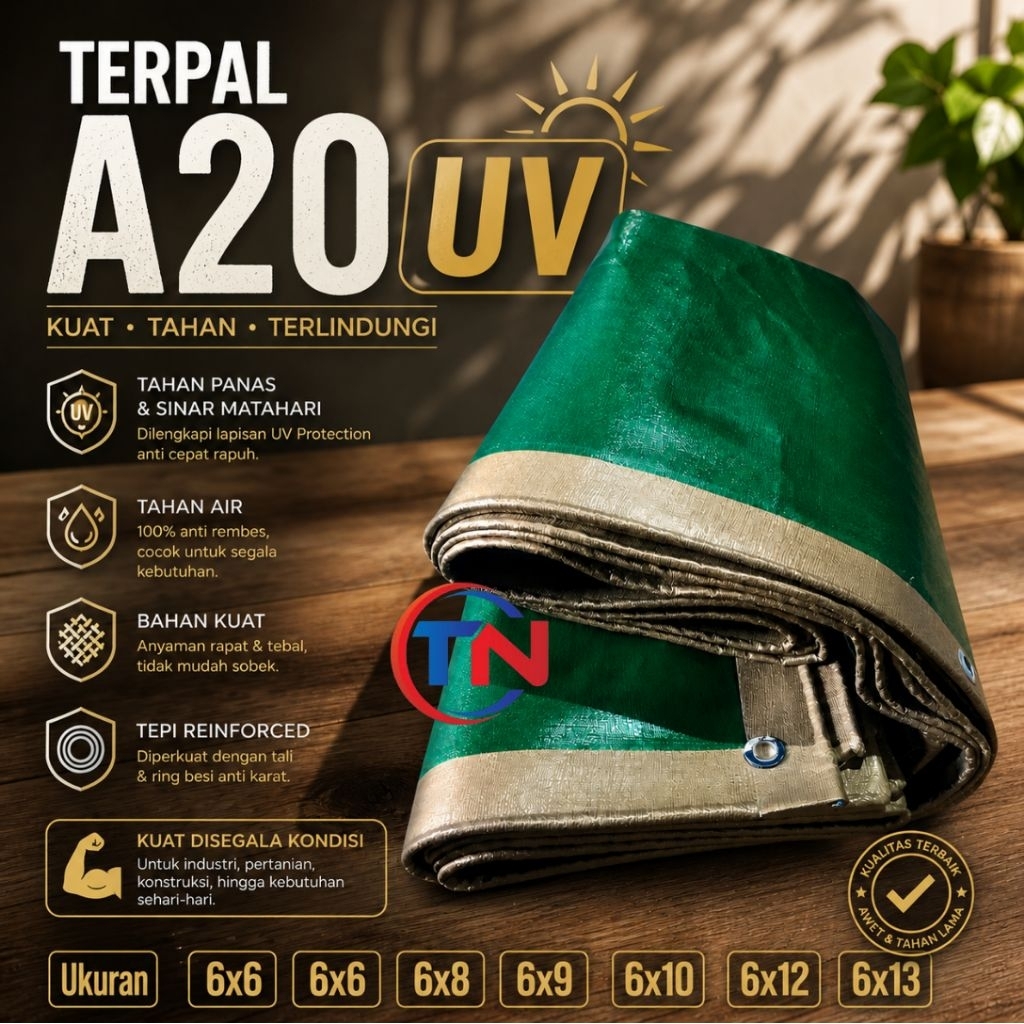 TERPAL TRONTON A20+UV UKURAN 6x6 6x7 6x8 6x9 6x10 6x11 6x12 6x13