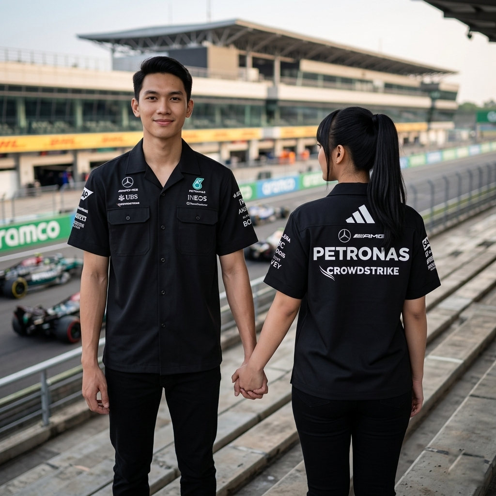 WORKSHIRT MERCEDES AMG F1 BLACK EDITION - Workshirts / Workwear / Kemeja PDH  Merchandise Unisex Len