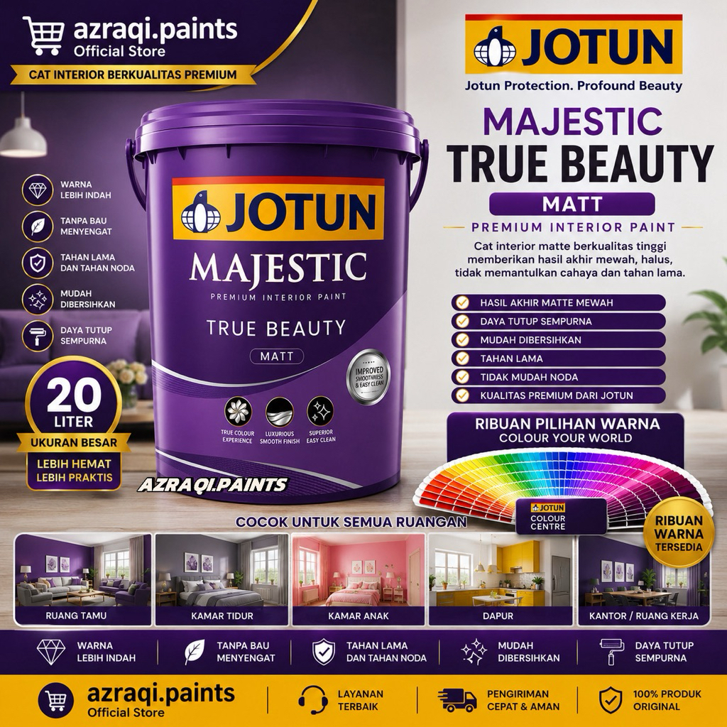 JOTUN MASJESTIC TRUE BEAUTY MATT CAT INTERIOR ( 20 LITER / PAIL ) BANYAK PILIHAN WARNA