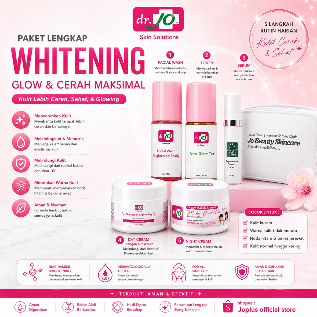 BEST SELLER | DR JO PAKET WHITENING LENGKAP | KLINIK DR.JO SKINCARE - BPOM - AMAN - HALAL ORIGINAL