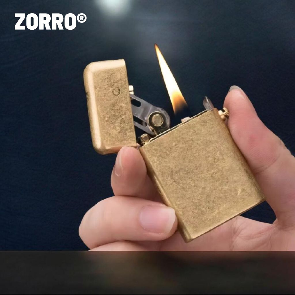 3424 - korek api classic zorro 581 pakai minyak sumbu batu vintage kerosene oil lighter full brass s
