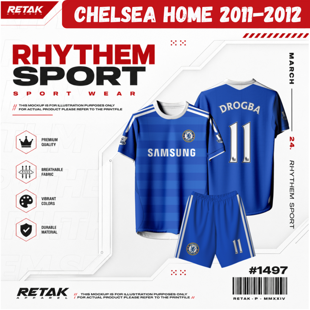 Jersey Bola CHELSEA HOME 2011-2012 Free custom nama dan nomor untuk dewasa dan anak anak Full Printi