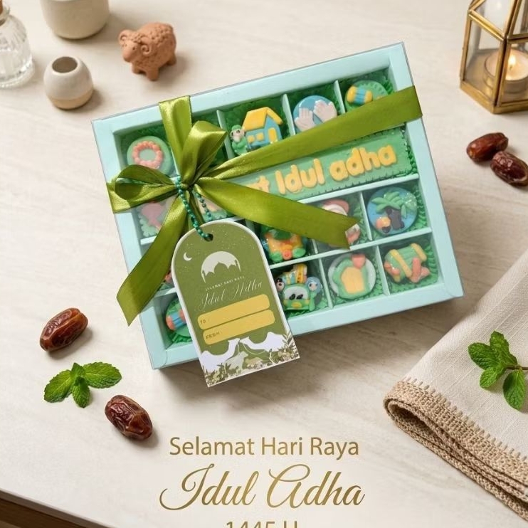 hampers Idul Adha / gift coklat idul Fitri / coklat karakter sekat /  cokelat box