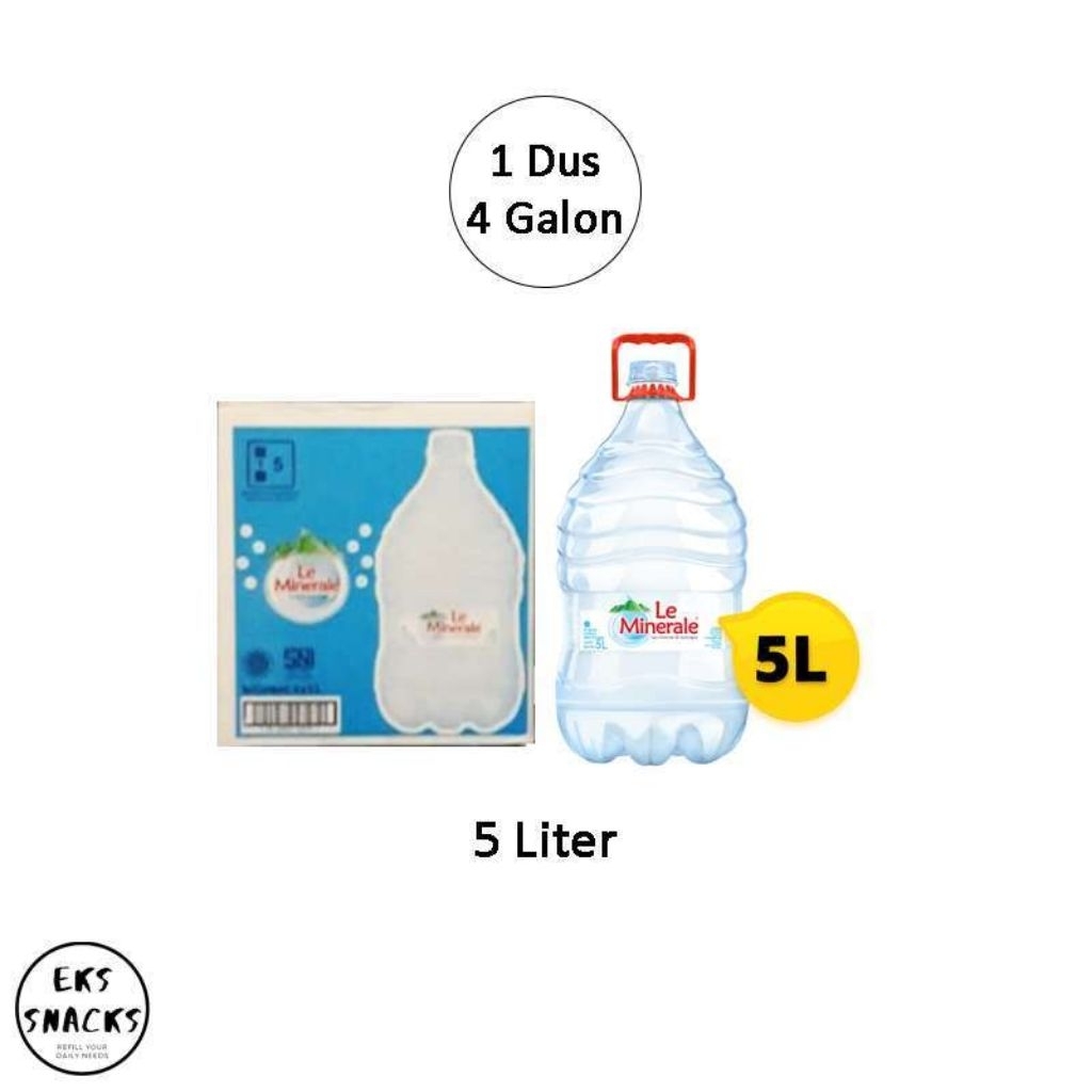 Galon Le mineral 5 liter 1 kardus isi 4 galon