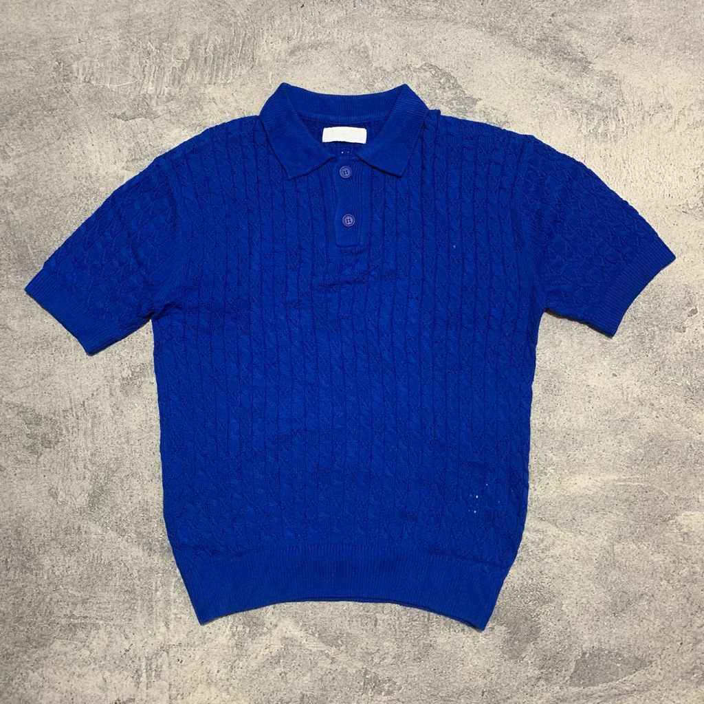 Minav Knit Cable Polo Shirt