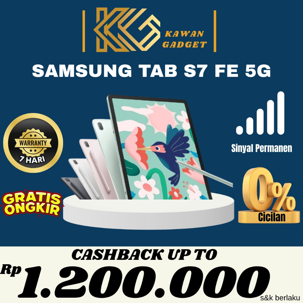 Samsung Galaxy Tab S7 FE 5G 6/128 GB Garansi Resmi Indonesia Second Original