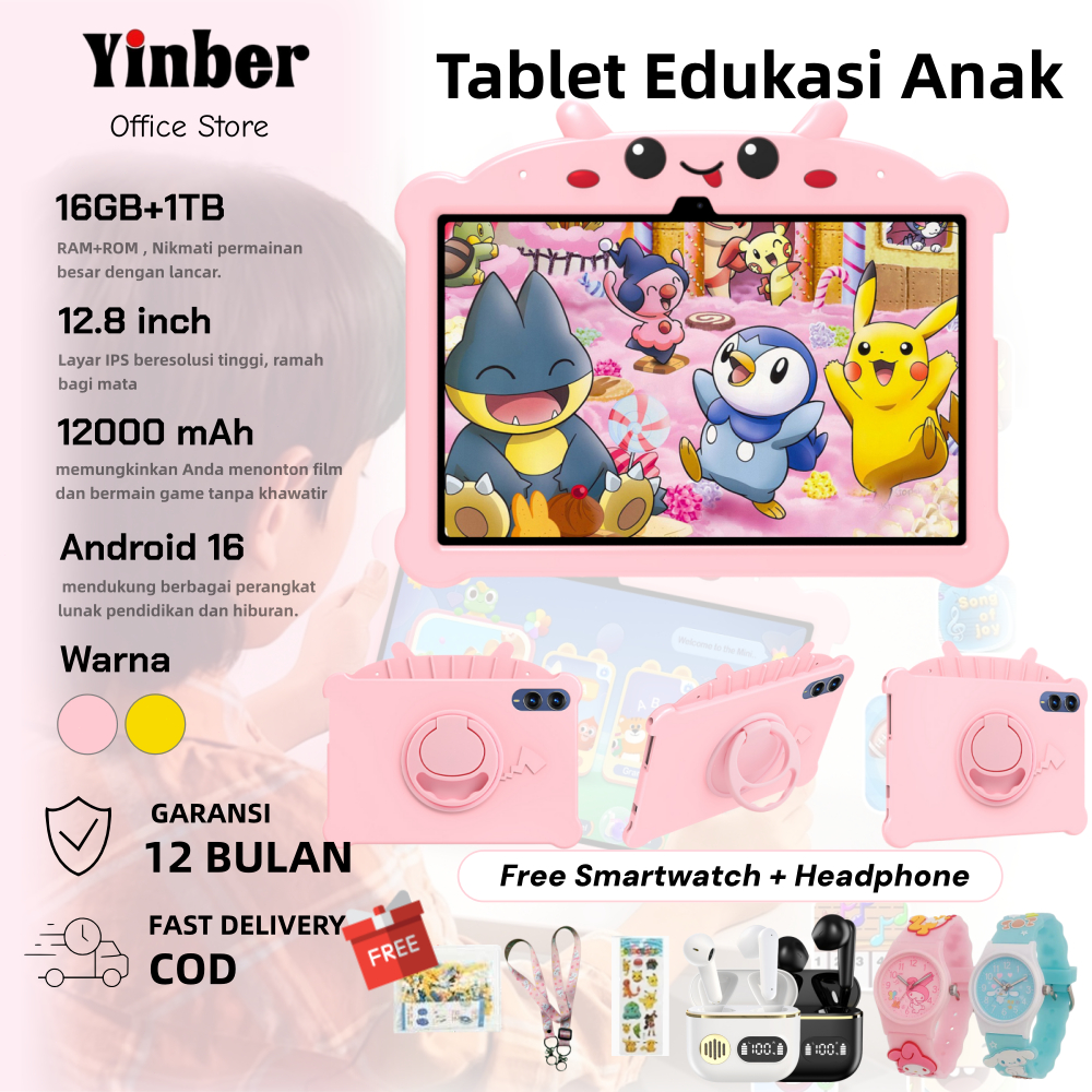 [FREE Smartwatch + Case]Yinber Tablet PC Galaxy tablet anak A16 PRO 12.8 Inch RAM16GB+ROM1024GB 1200