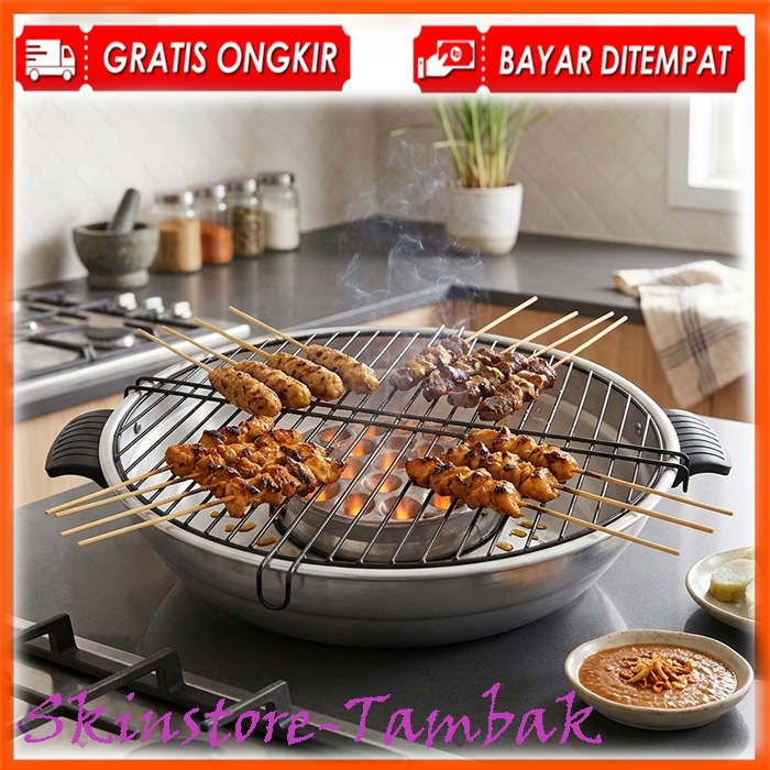 maspion Alat Panggang Kompor Gas Serbaguna Bulat - Panggangan BBQ Barbeque Anti Lengket Portable Mul