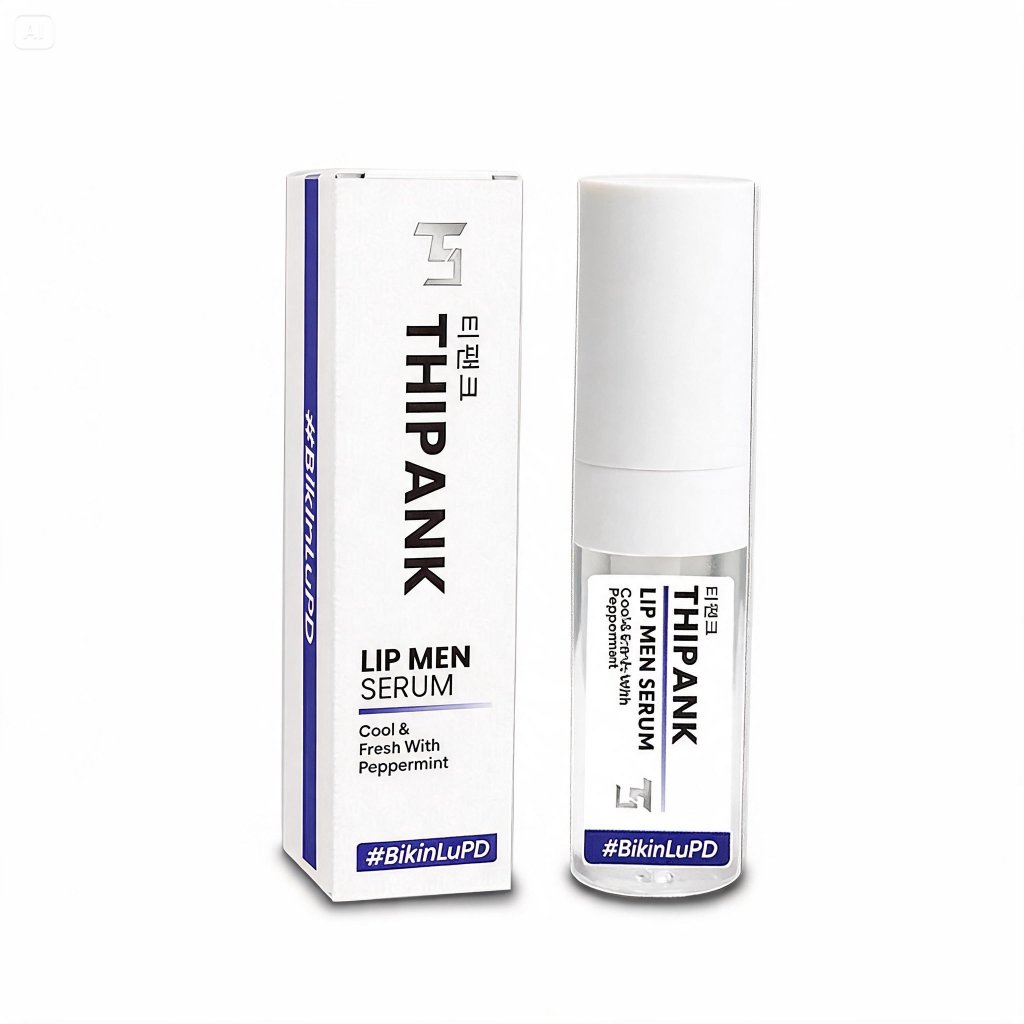 Thipank Lip Men Serum Peppermint Extract – Lip Serum Pria & Wanita untuk Bibir Hitam, Kering & Lemba