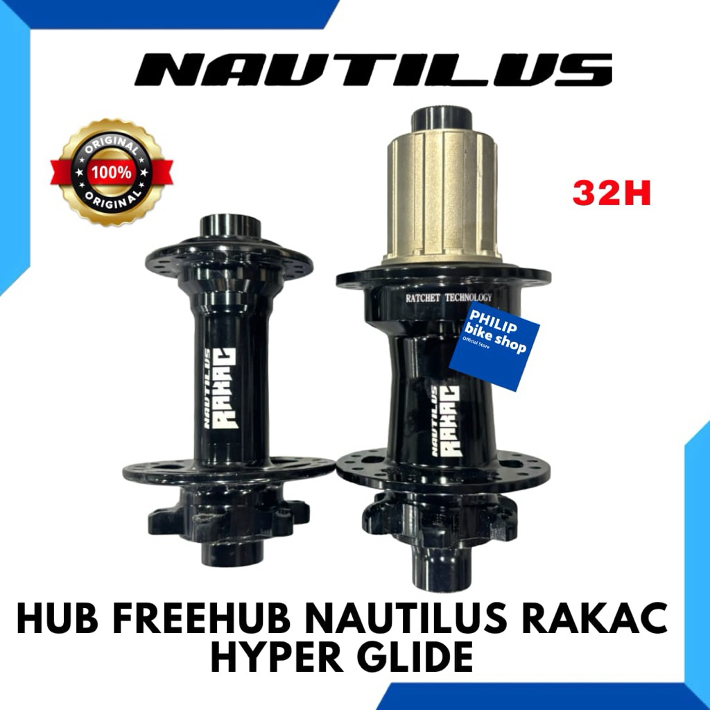 HUB FREEHUB SEPEDA NAUTILUS RAKAC 32H TA BOOST BLACK