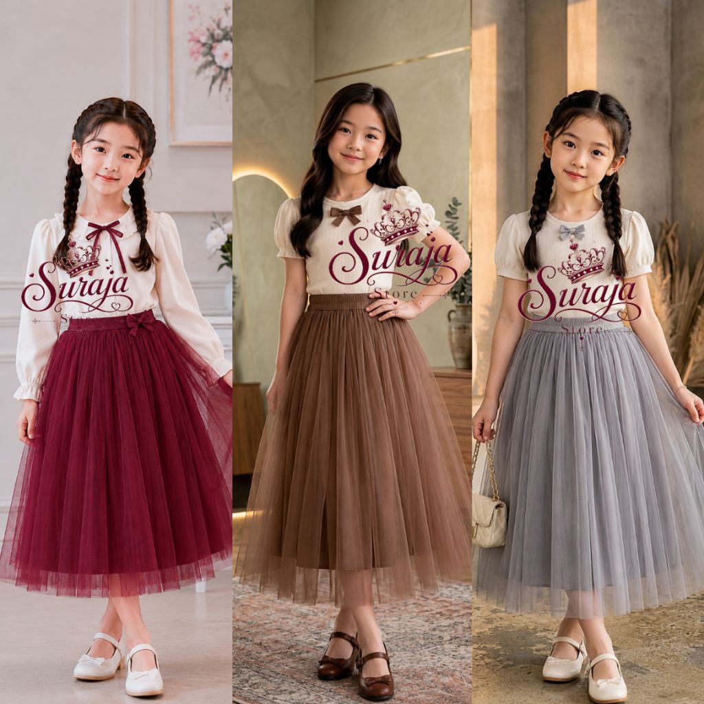 ROK TUTU ANAK 2 LAYER, ROK TILE ANAK , ROK MEWAH ANAK