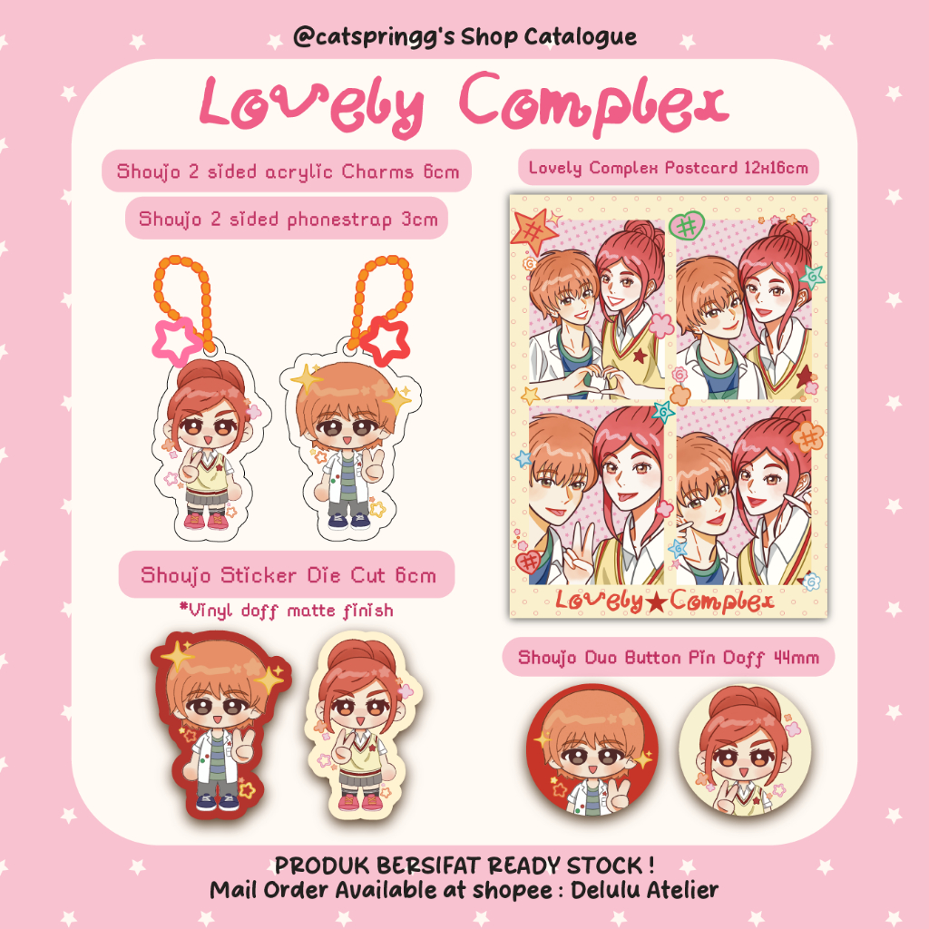 {Catspringg} Lovely Complex Risa & Otani Keychain Charms Acrylic 6cm & Phonestrap 3cm | Gantungan Ku