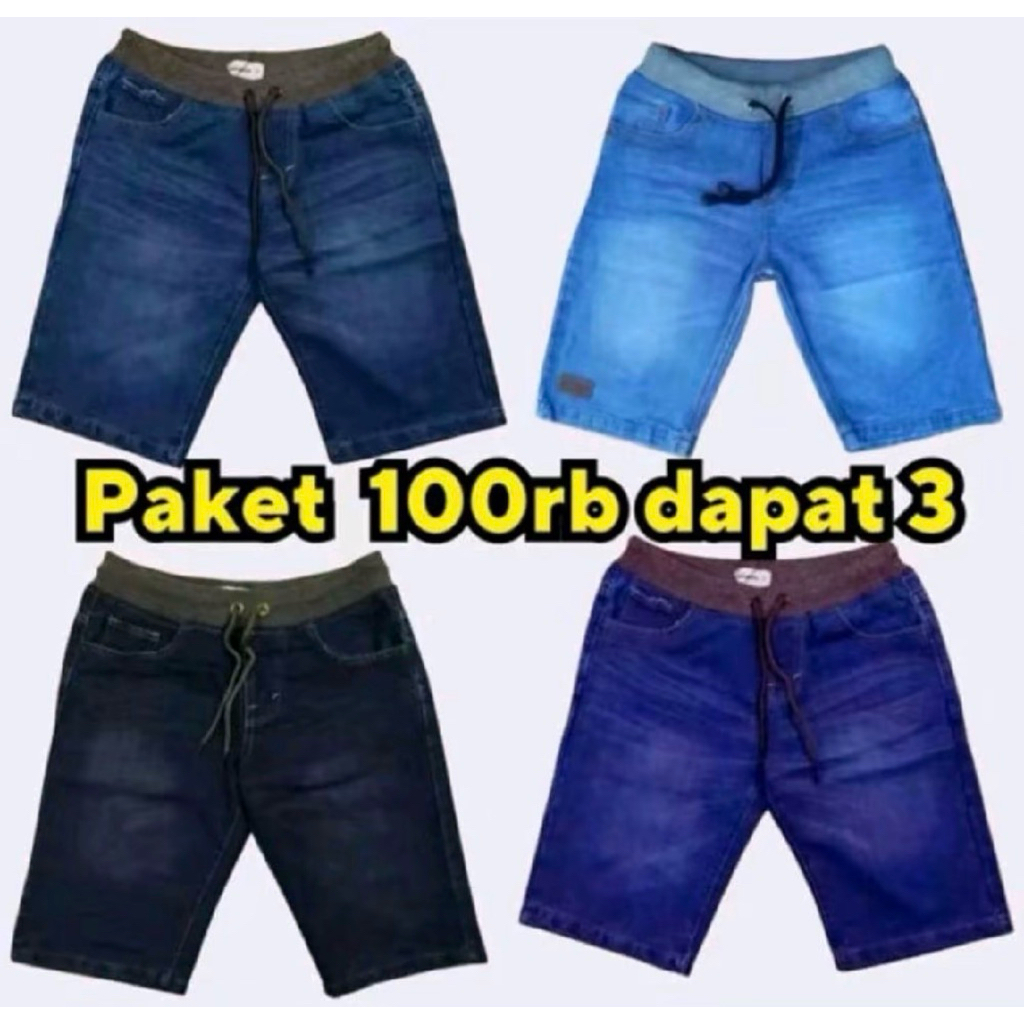 PROMO 3 PCS 100RB Celana Pendek Levis Pria Pinggang Karet Kolor Bahan Katun Combad Melar Tebal & Ade