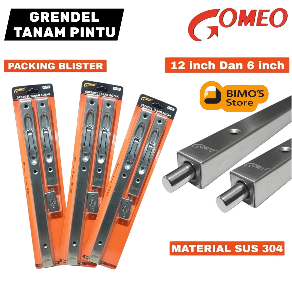 Grendel Tanam Slot Pintu Tanam Panjang 30 cm dan 60 cm Satu set Stainlees Tebal Sus 304 Anti Karat