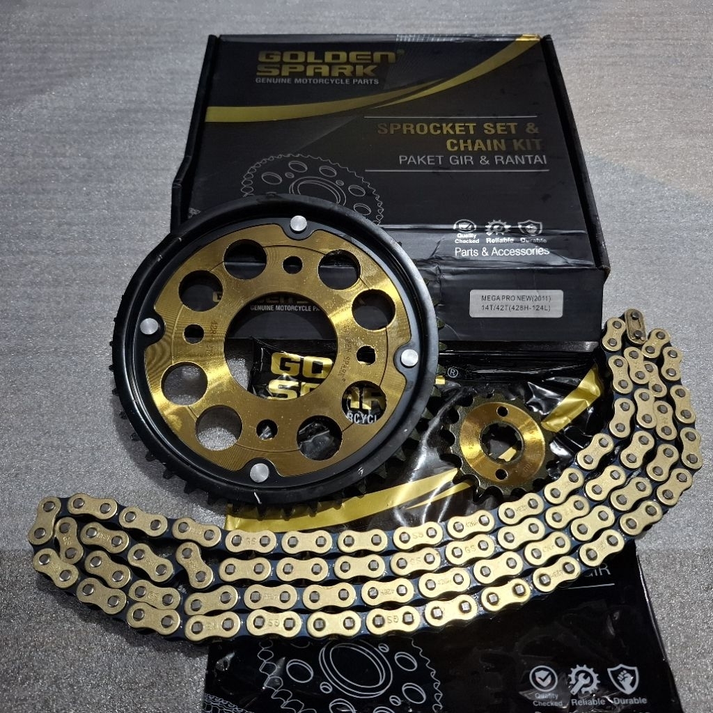Gear Paket HOKAGE MEGAPRO NEW - 42T-14T / 124L-428H Gir Set Rantai Megapro/CB150/Verza150 dll