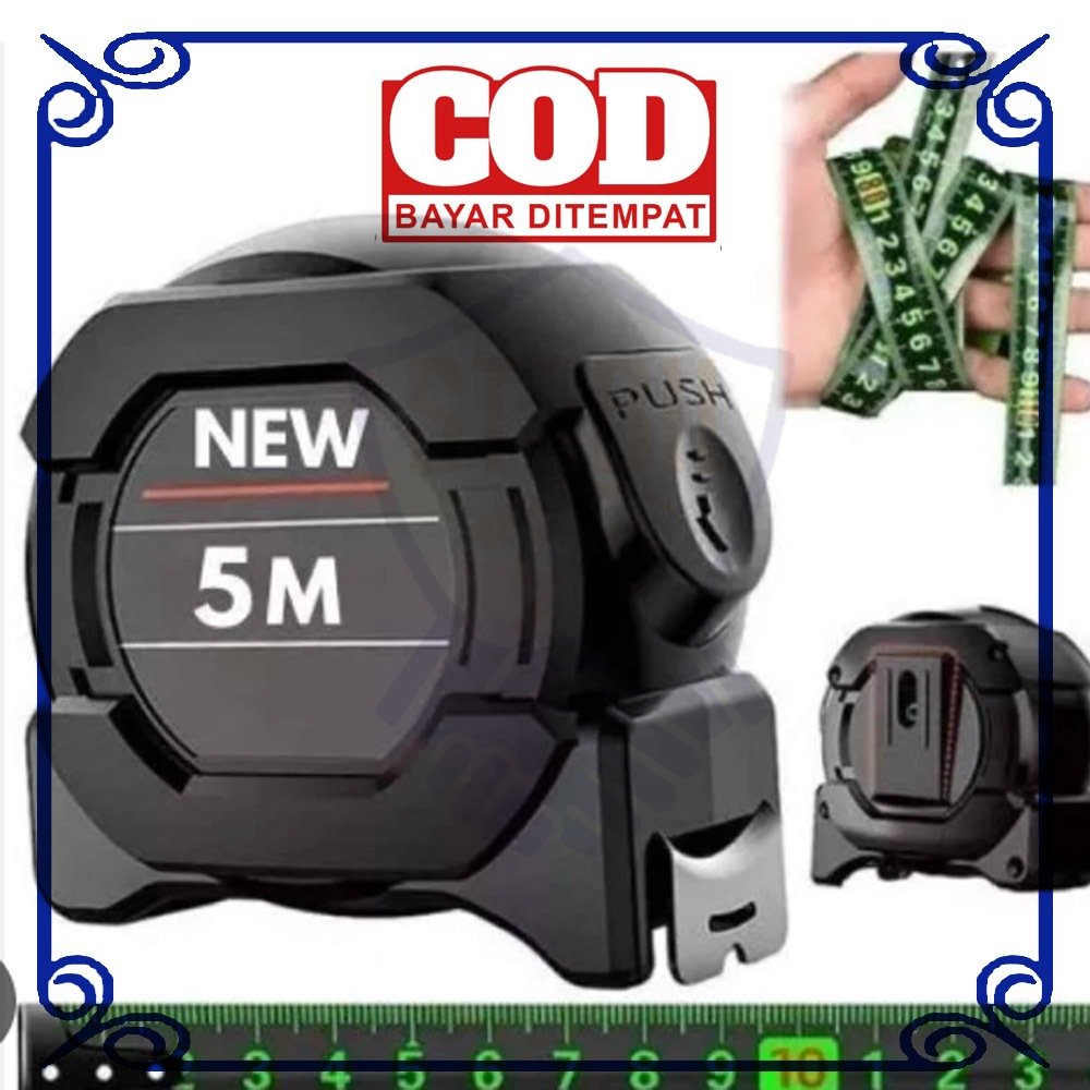 Meteran Tukang  Akurat Tahan Banting Terbaik Kuat Berkualitas Awet Pita Neon 5 Meter