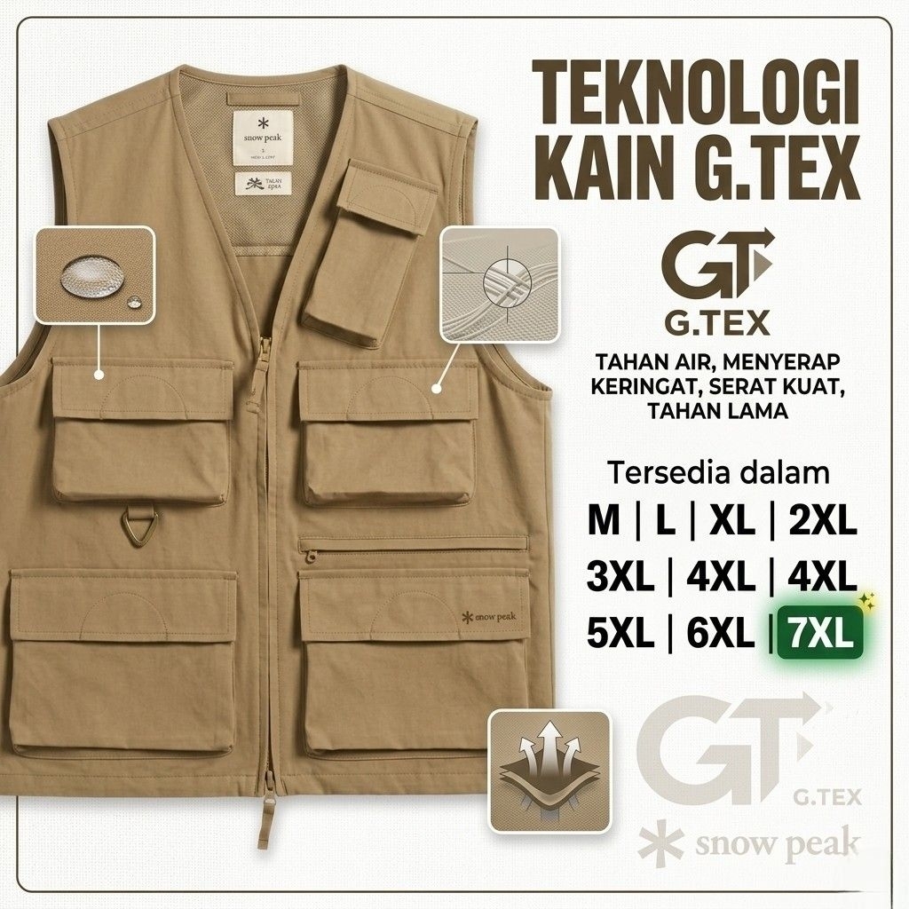 G.TEX Rompi Kanvas Pria Lapangan Taktis Banyak Saku Cargo Big Size Jumbo M - 7XL