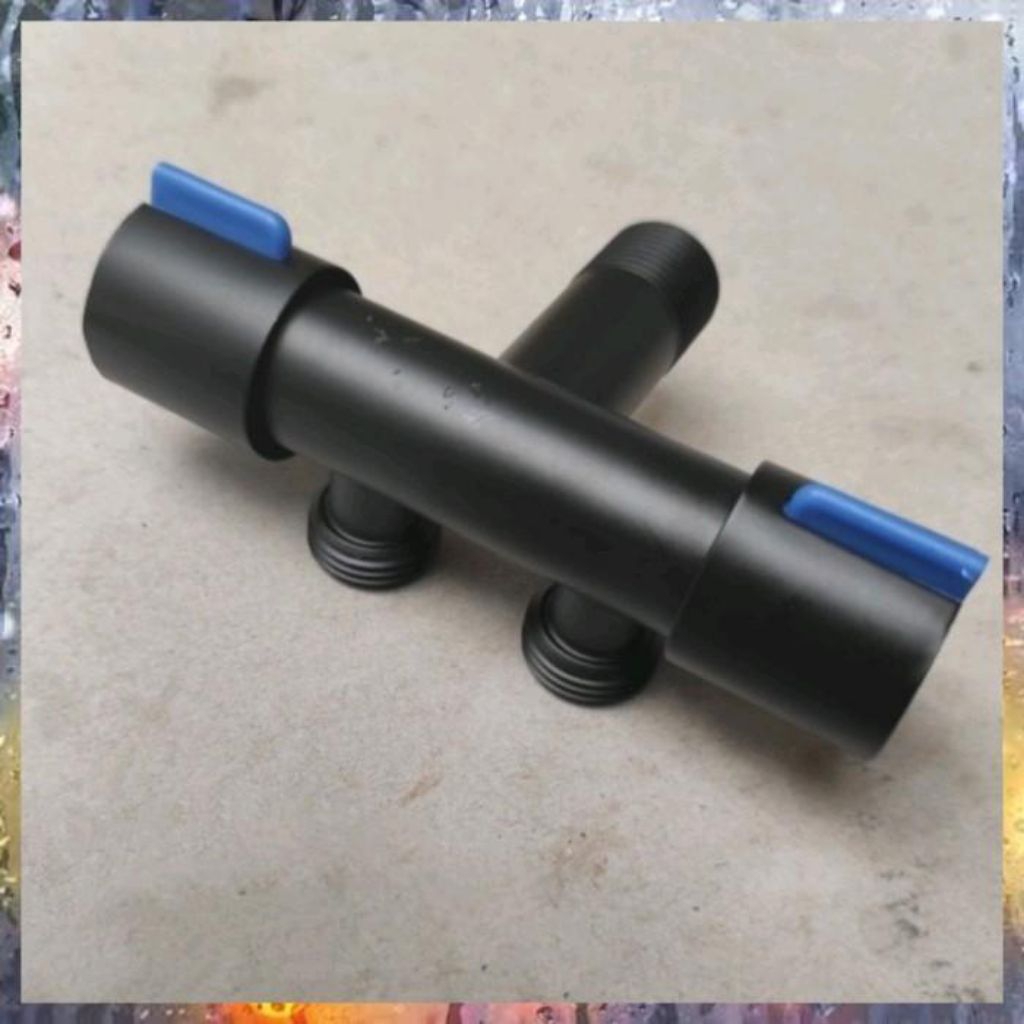 Stop Kran Cabang 2 On Off Stainless / Stop Kran Cabang 2 Hitam