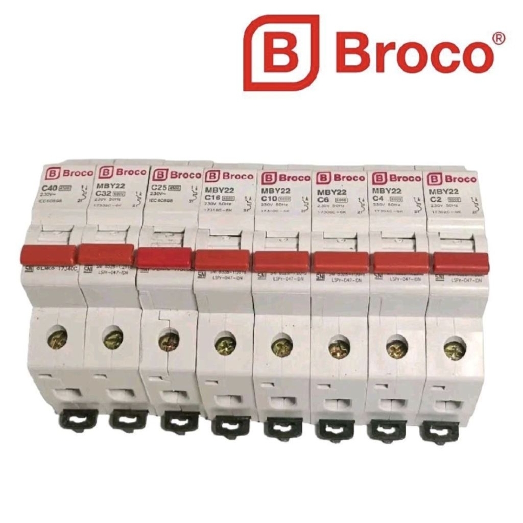 Broco MCB Broco C2 C4 C6 C10 C16 C20 C25 C32 C40 230V-50Hz SNI untuk Kebutuhan Listrik Rumah Gedung 