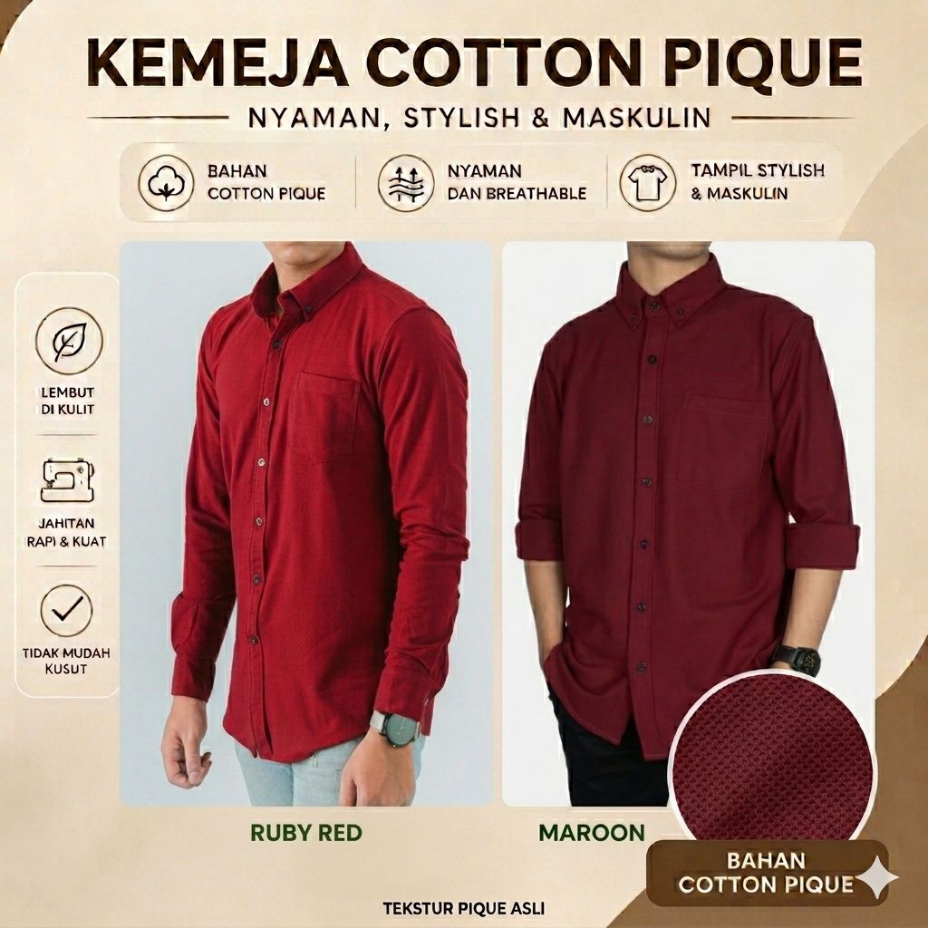 SEROTONIN ID | RED SERIES - Kemeja Lengan Panjang Pria Dewasa | Kemeja Pria Formal | Kemeja Pria Cas