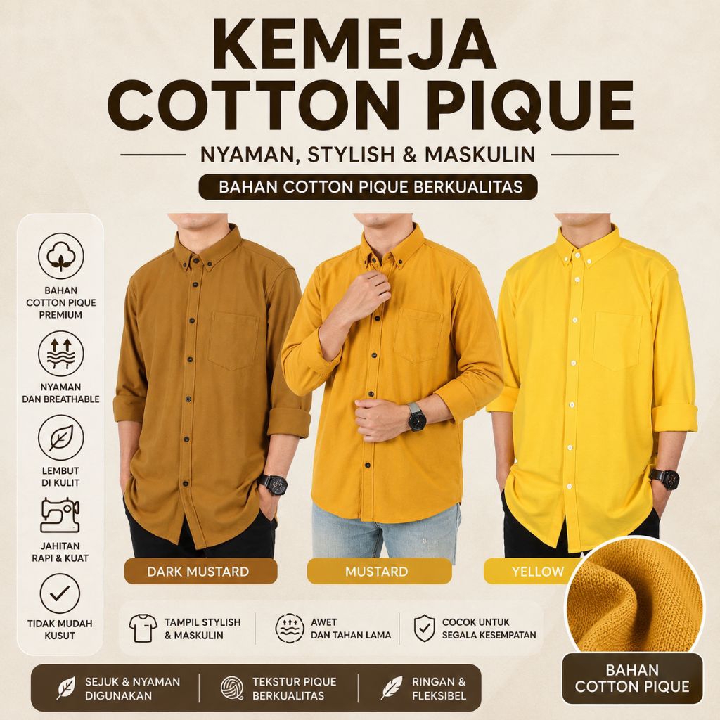 SEROTONIN ID | YELLOW SERIES - Kemeja Lengan Panjang Pria Dewasa | Kemeja Pria Formal | Kemeja Pria 