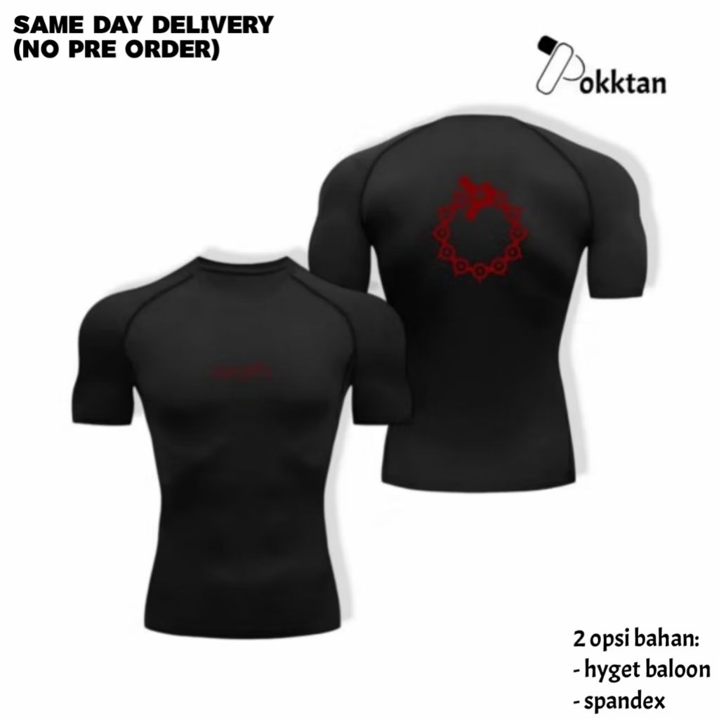 Kaos Olahraga Compression Shirt Short Sleeve Seven Deadly Sins Meliodas / Kaos Olahraga Kompresi Ket